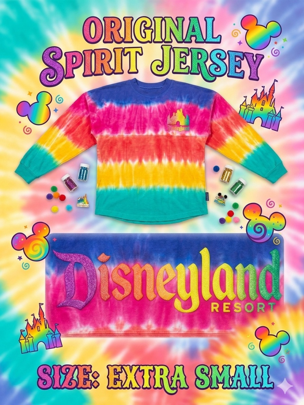 Disney Tie-Dye Spirit Jersey in Pink, Yellow, Teal & Blue